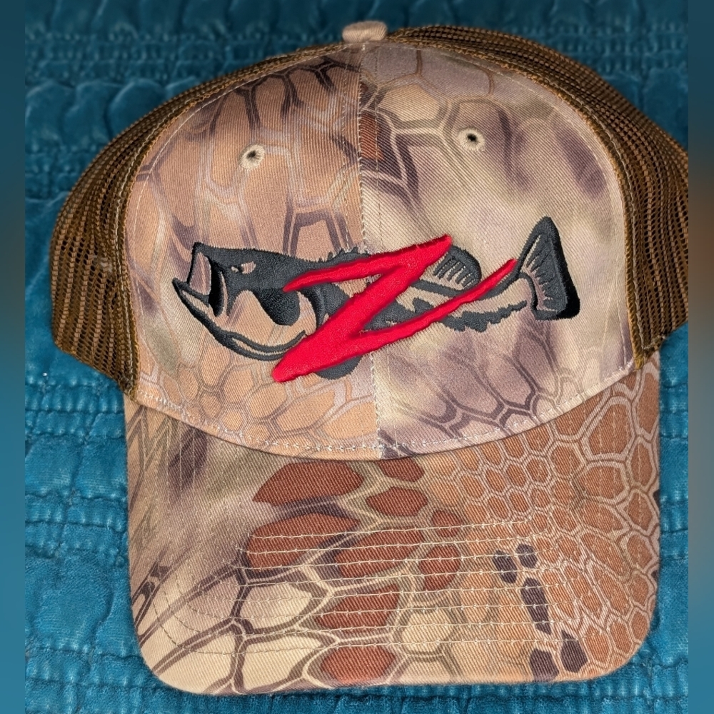 Z-Man Camo Mesh Trucker Hat with Logo and Fish Embroidery
